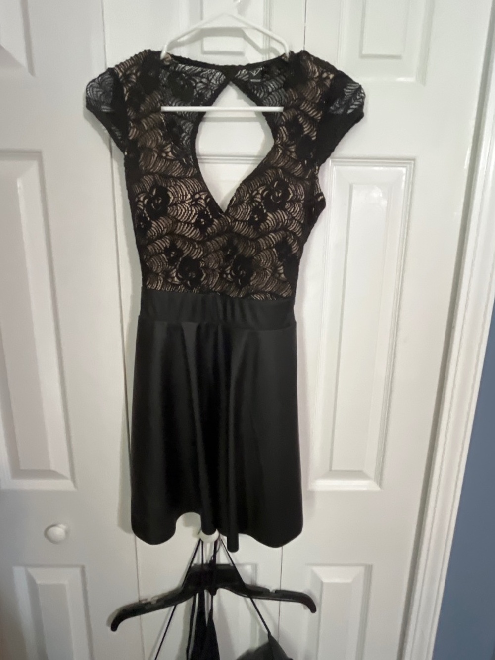 Windsor Black Lace & Faux Leather Skater Dress - Homecoming / HOCO